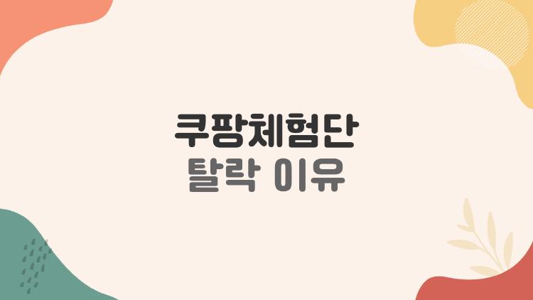 쿠팡체험단 탈락 이유