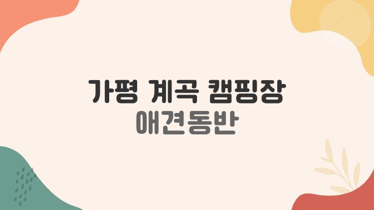 가평 계곡 캠핑장 애견동반