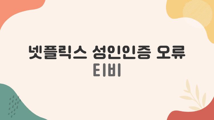 넷플릭스 성인인증 오류 티비