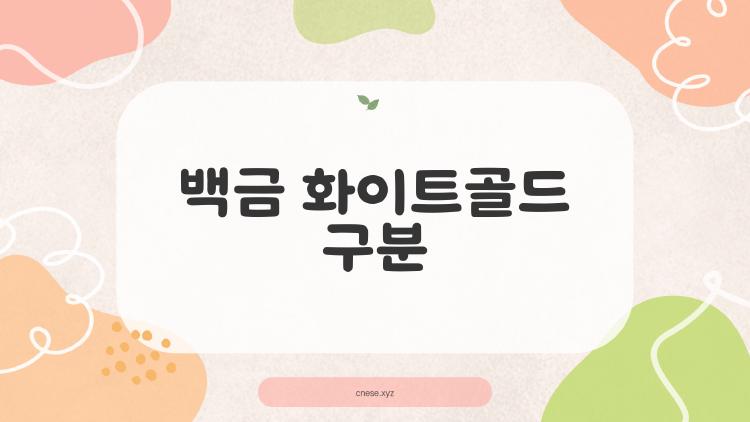 백금 화이트골드 구분, 2026 가격 폭등 속 뭐 사야 할까?